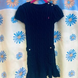 Ralph Lauren Blue Crew Neck Puff Sleeve Dress